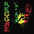 Silhouette of a cat. Reggae. Vector illustration