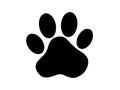 Silhouette of a cat's paw. Paw prints. A dog or cat puppy icon. A trace of a pet.