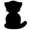 Cat full body silhouette back view cute in upright sitting position with visible tail