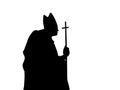 Catholic priest, silhouette on white