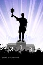Silhouette of the champion on a pedestal Royalty Free Stock Photo