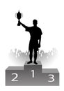 Silhouette of the champion on a pedestal Royalty Free Stock Photo