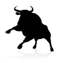 Silhouette Charging Bull