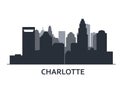 Silhouette of Charlotte skyline - Charlotte panorama, city outline