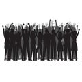 silhouette of cheering crowd. Vector illustration decorative design