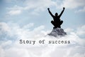 silhouette of cheering person on mountaing Royalty Free Stock Photo