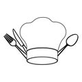 silhouette chef hat with cutlery kitchen elements