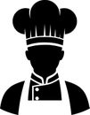 Silhouette of chef with tall hat and apron, kitchen ready and clean Royalty Free Stock Photo