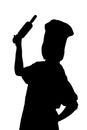 Silhouette Chef woman holding baking rolling pin