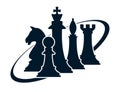 Silhouette of chess figures on white Royalty Free Stock Photo