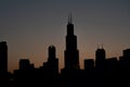 Silhouette of Chicago Skyline over the sunset sky Royalty Free Stock Photo