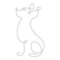 Silhouette of a Chihuahua dog drawn with a continuous line in a minimalist style. Design suitable for tattoos, decor, logo