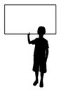 Silhouette of child with blank table