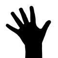 Silhouette of a child`s hand