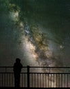 Silhouette of a child staring at the Milky Way