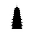 Silhouette Chinese pagoda temple. China ancient historical architecture. Royalty Free Stock Photo