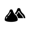 Silhouette of Chocolate candy with filling icon. Whole and half cocoa dessert. Truffle icon. Outline illustration of cone shaped