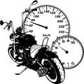 silhouette chopper Motorcycle with speedometer vector illustration
