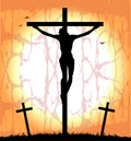 Silhouette of Christ on the cross Royalty Free Stock Photo