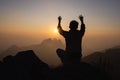 Silhouette of christian man hand praying,spirituality and religion,man praying to god. Christianity concept. Pray for god Royalty Free Stock Photo