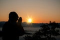 Silhouette of christian man hand praying,spirituality and religion,man praying to god. Royalty Free Stock Photo