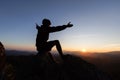 Silhouette of christian man hands praying to god, Man Pray for god blessing to wishing have a better life. begging for forgiveness Royalty Free Stock Photo