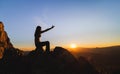 Silhouette of christian woman hand praying,spirituality and religion,man praying to god. Christianity concept.   Freedom and Royalty Free Stock Photo