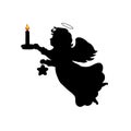 Silhouette christmas angel candle star Royalty Free Stock Photo
