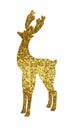 Silhouette of Christmas deer with golden glitter