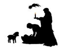 Silhouette Christmas family father Joseph mom Maria with baby Je Royalty Free Stock Photo