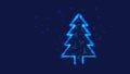 Silhouette of Christmas tree from polygons. New Year holidays concept. Background of beautiful dark blue night sky. Low poly Royalty Free Stock Photo