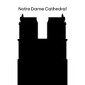 Silhouette of church cathedral Notre Dame in Paris, vector illustration in black and white color isolated on a white Royalty Free Stock Photo