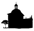 Silhouette of Church of St. Adalbert or the Church of St. Wojciech in krakow / KrakÃÂ³w, Poland Royalty Free Stock Photo