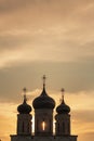 silhouette of the church in sunset