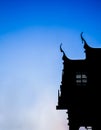 Silhouette of church at wat Phra that chueng chum Royalty Free Stock Photo