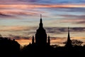Silhouette of churches against dramatic winter sunset Royalty Free Stock Photo