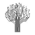 silhouette circuit board tree background Royalty Free Stock Photo