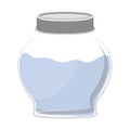 Silhouette circular glass container with water