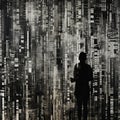 Silhouette City Of Code: A Dreamlike Patchwork Of Barcode Straight Lines