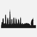 Silhouette of the city of Dubai, the famous city of