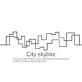 Silhouette of the city in a flat style. Modern urban landscape. Vector illustrations. City skyscrapers building office Royalty Free Stock Photo