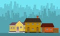 Silhouette of city with house vector flat Royalty Free Stock Photo