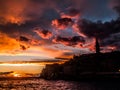 The silhouette city of Rovinj, Croatia central Europe in sunset