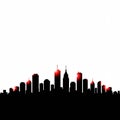 Silhouette of a city skyline featuring various high-rise buildings with distinct rectangular Royalty Free Stock Photo