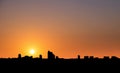 Silhouette, city in sunset with clear sky in tropical country