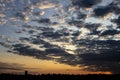 Silhouette of cityscaper buildings during a sunset Royalty Free Stock Photo