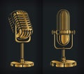 Silhouette classic gold retro microphone logo Royalty Free Stock Photo