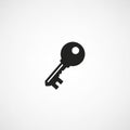 Silhouette of a classic key on a white background. The key features a round head wit Royalty Free Stock Photo