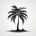 Silhouette of a classic palm. AI generation