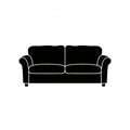 Silhouette of a classic sofa with two seat cushions and two back cushions. It features Royalty Free Stock Photo